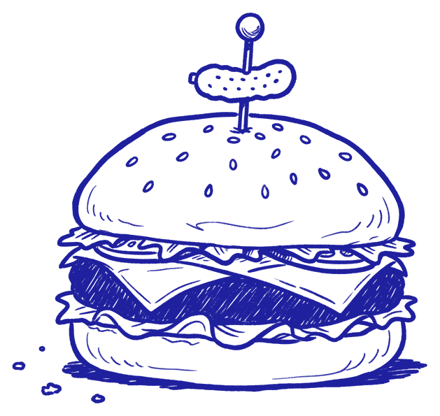 Tekening van een hamburger